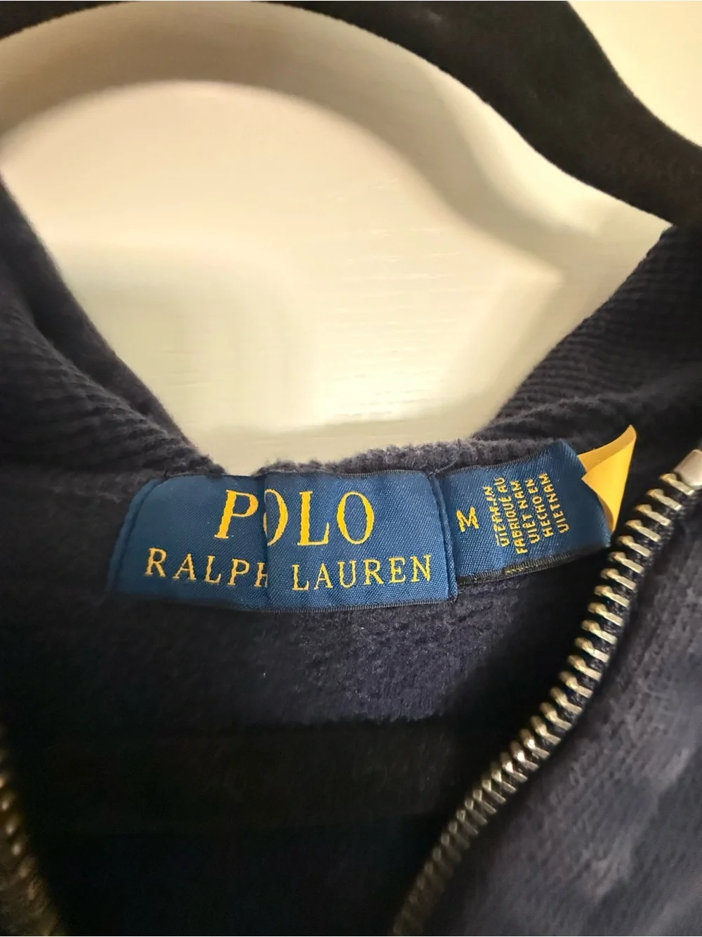 Ralph Lauren Navy Zip-Up Hoodie with Contrast Drawstrings